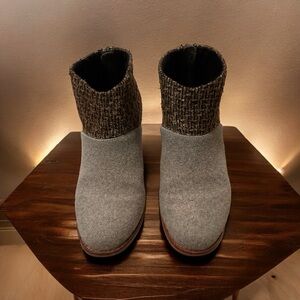TOMS Leila grey felt shine boucle bootie